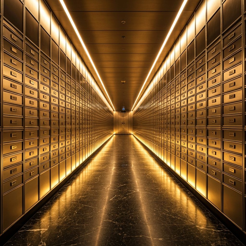 High-security vault corridor with deposit boxes